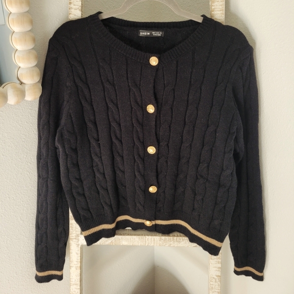 SHEIN Sweaters - Shein Academia Black Cable Knit Sweater NWOT Sz M